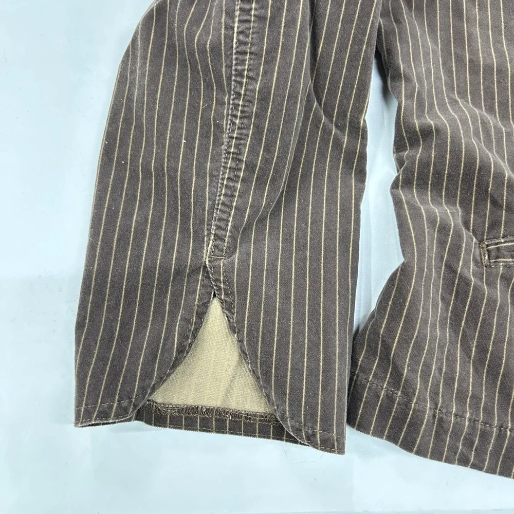 Brown Pinstripe Cotton Stretch Blazer 18/20 Academia Preppy Workwear Venezia